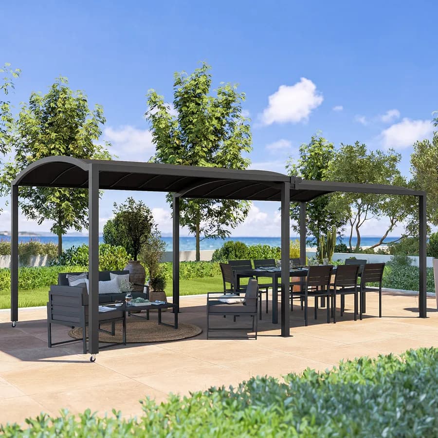Gazebo estensibile fino a 5,7 m in acciaio antracite - Lux