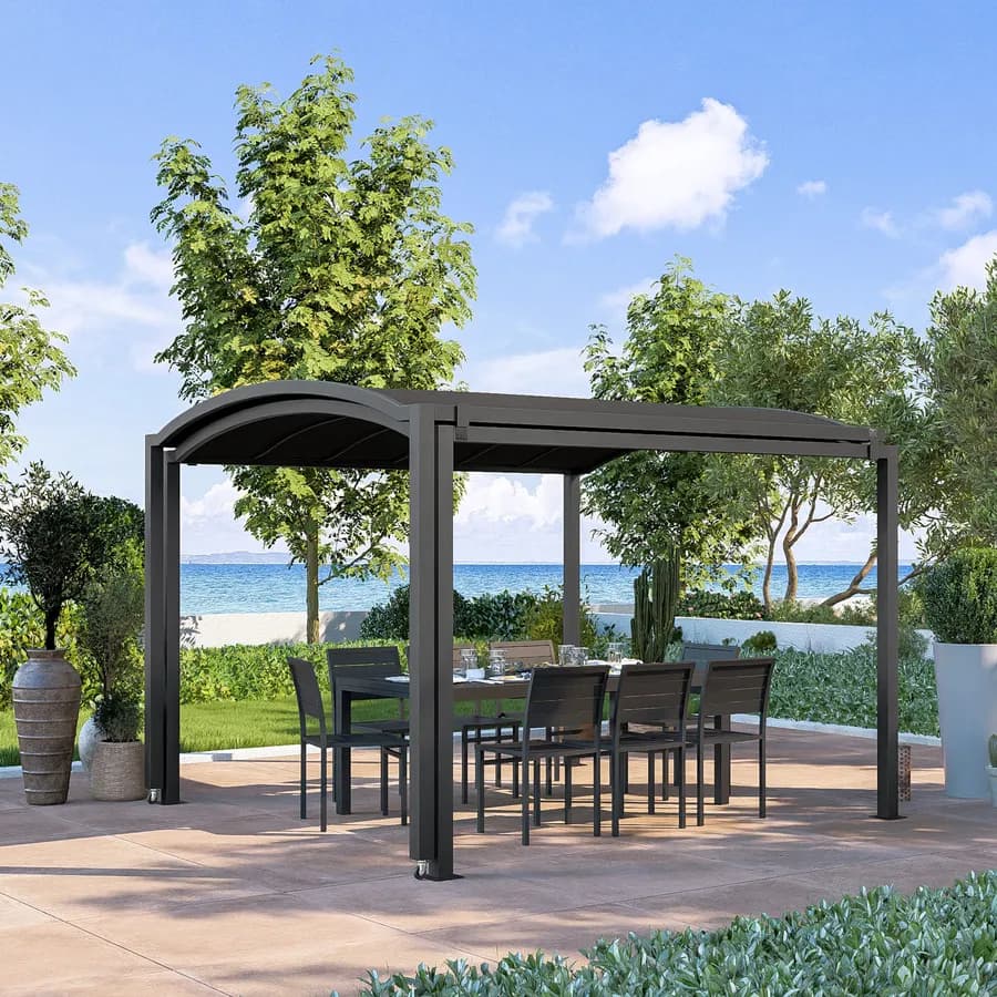 Gazebo estensibile fino a 5,7 m in acciaio antracite - Lux