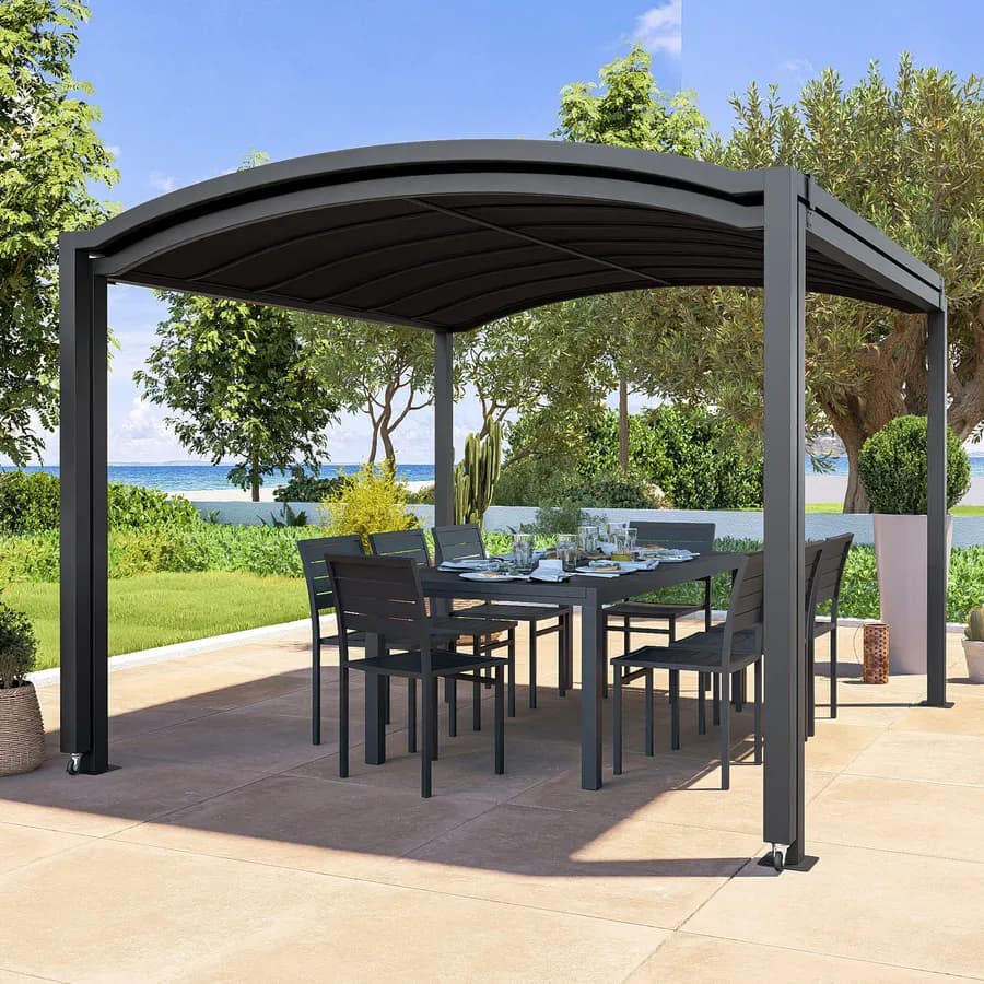 Gazebo estensibile fino a 5,7 m in acciaio antracite - Lux