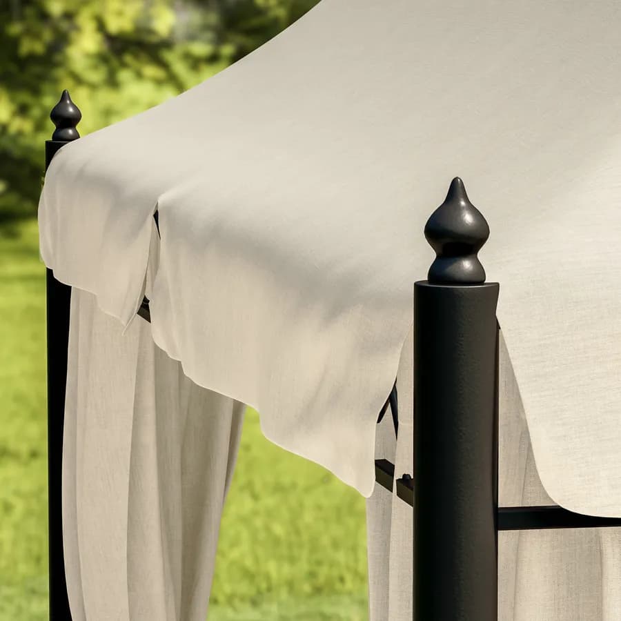 Gazebo 5,9x3 m telo ecrù con tende e zanzariere in acciaio antracite - Tindari