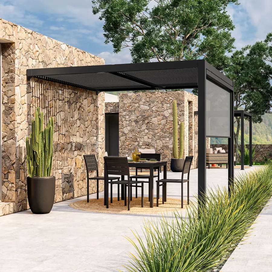 Pergola con tetto a lamelle 3x3 m in alluminio antracite - Enea
