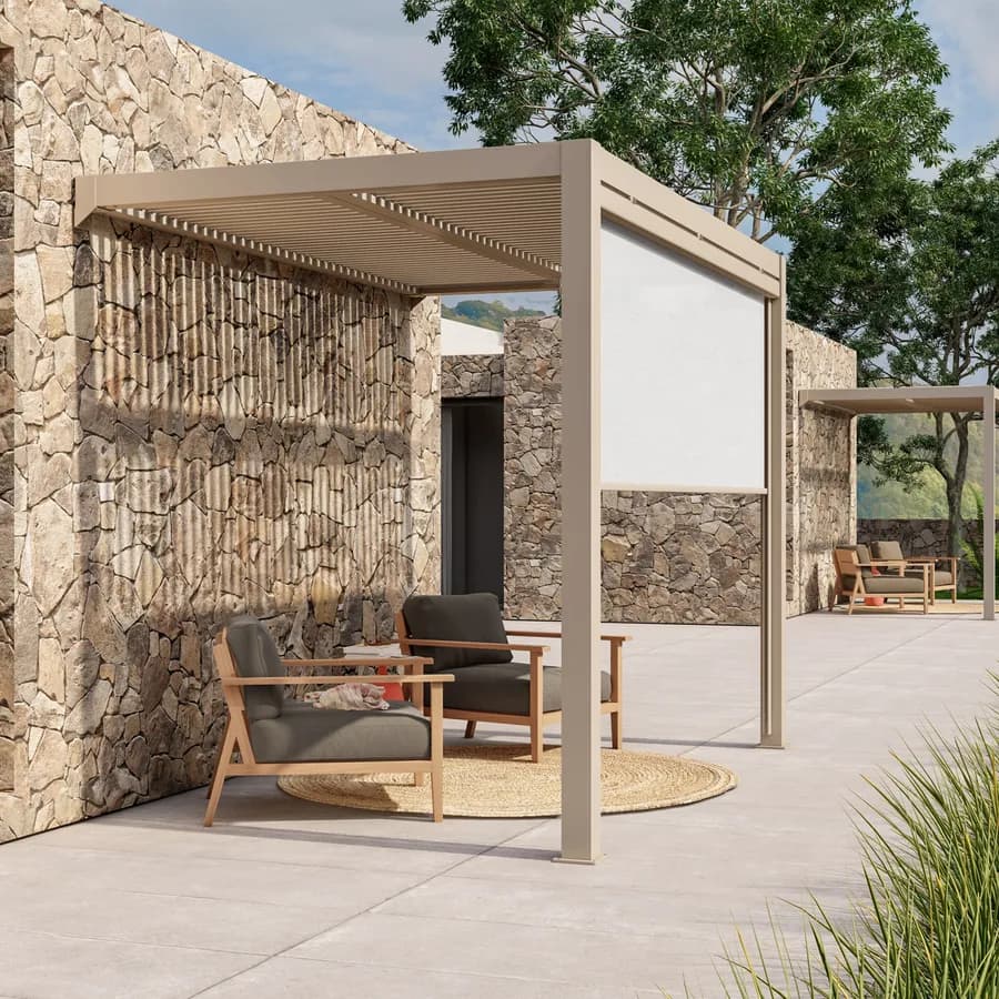 Pergola con tetto a lamelle 3x2 m in alluminio tortora - Enea