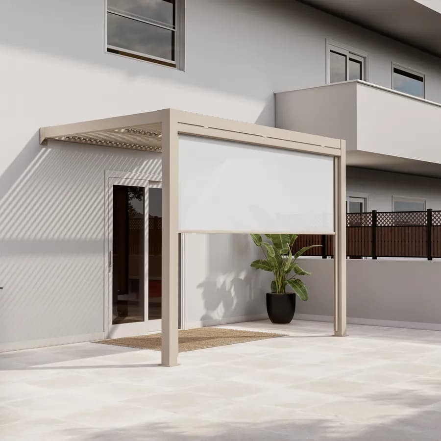 Pergola con tetto a lamelle 3x2 m in alluminio tortora - Enea