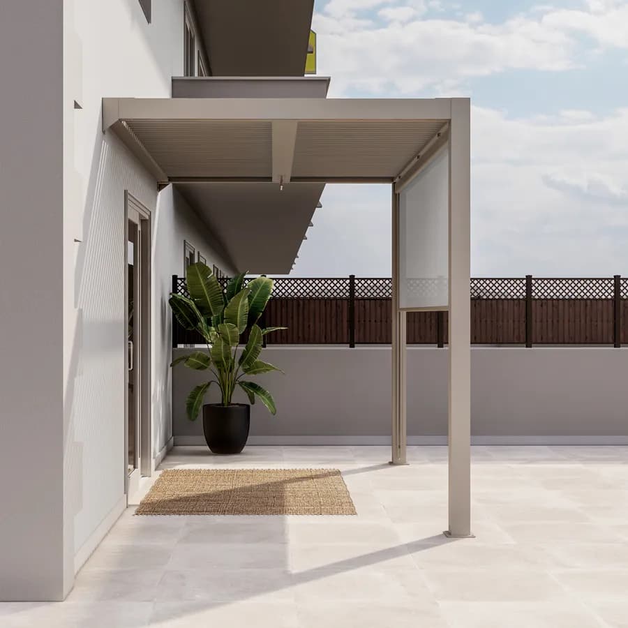 Pergola con tetto a lamelle 3x2 m in alluminio tortora - Enea