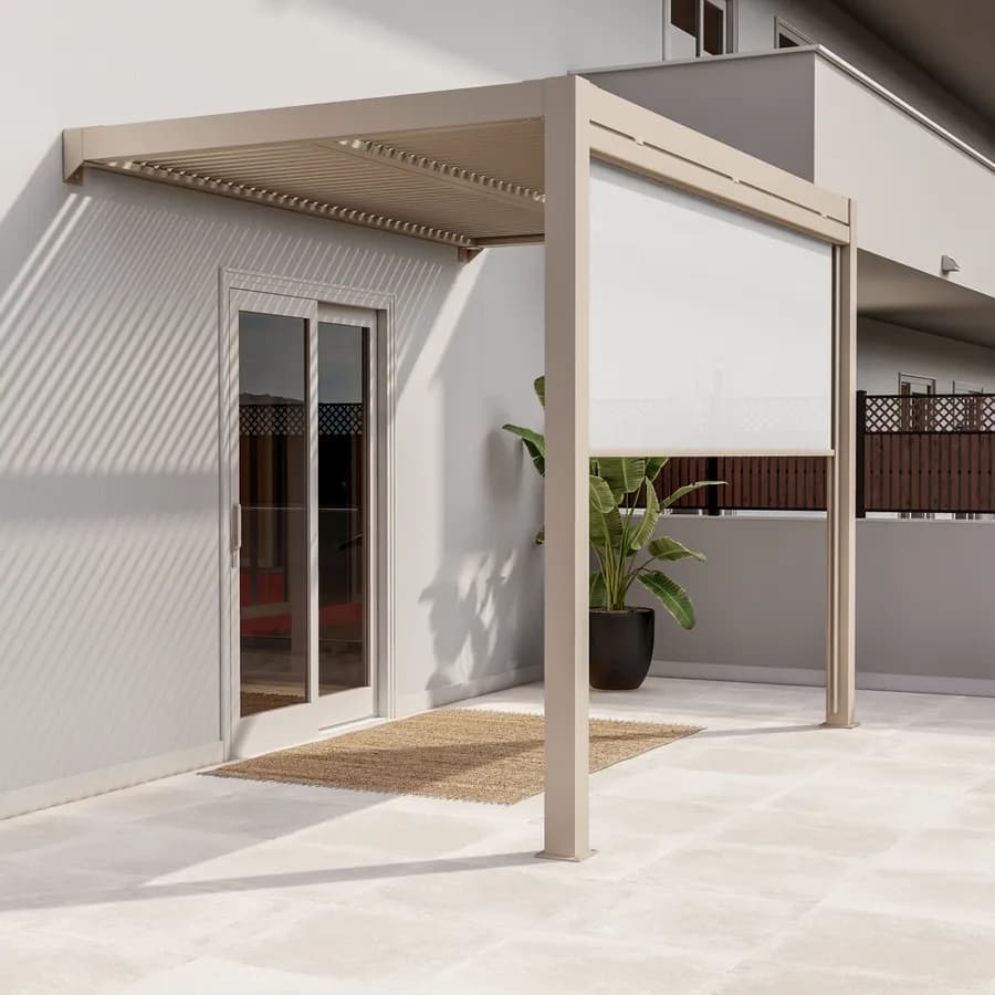 Pergola con tetto a lamelle 3x2 m in alluminio tortora - Enea