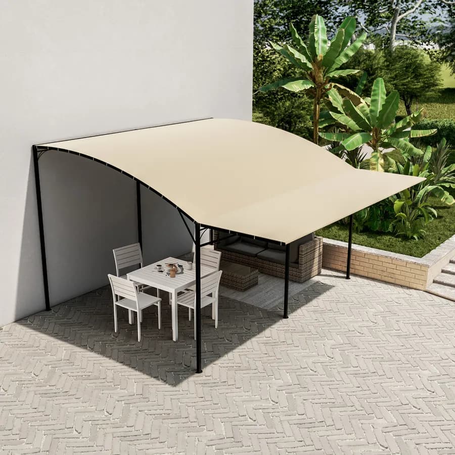 Gazebo pergola 4x4 m in acciaio con telo ecrù a ribalta richiudibile - Tharros