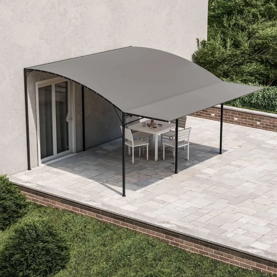 Gazebo pergola 4x4 m in acciaio con telo grigio a ribalta richiudibile - Tharros