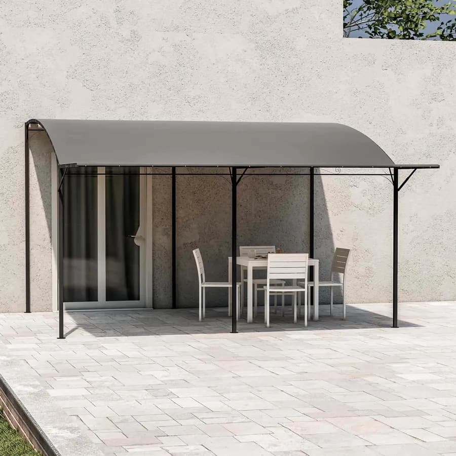 Gazebo pergola 4x4 m in acciaio con telo grigio a ribalta richiudibile - Tharros