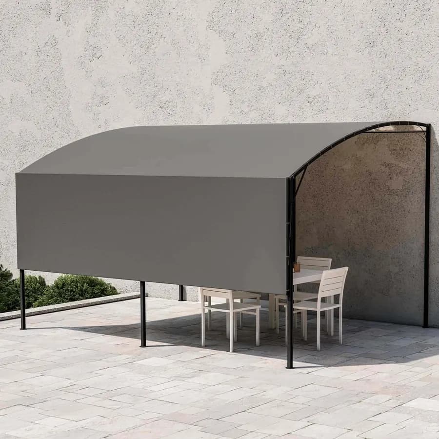 Gazebo pergola 4x4 m in acciaio con telo grigio a ribalta richiudibile - Tharros