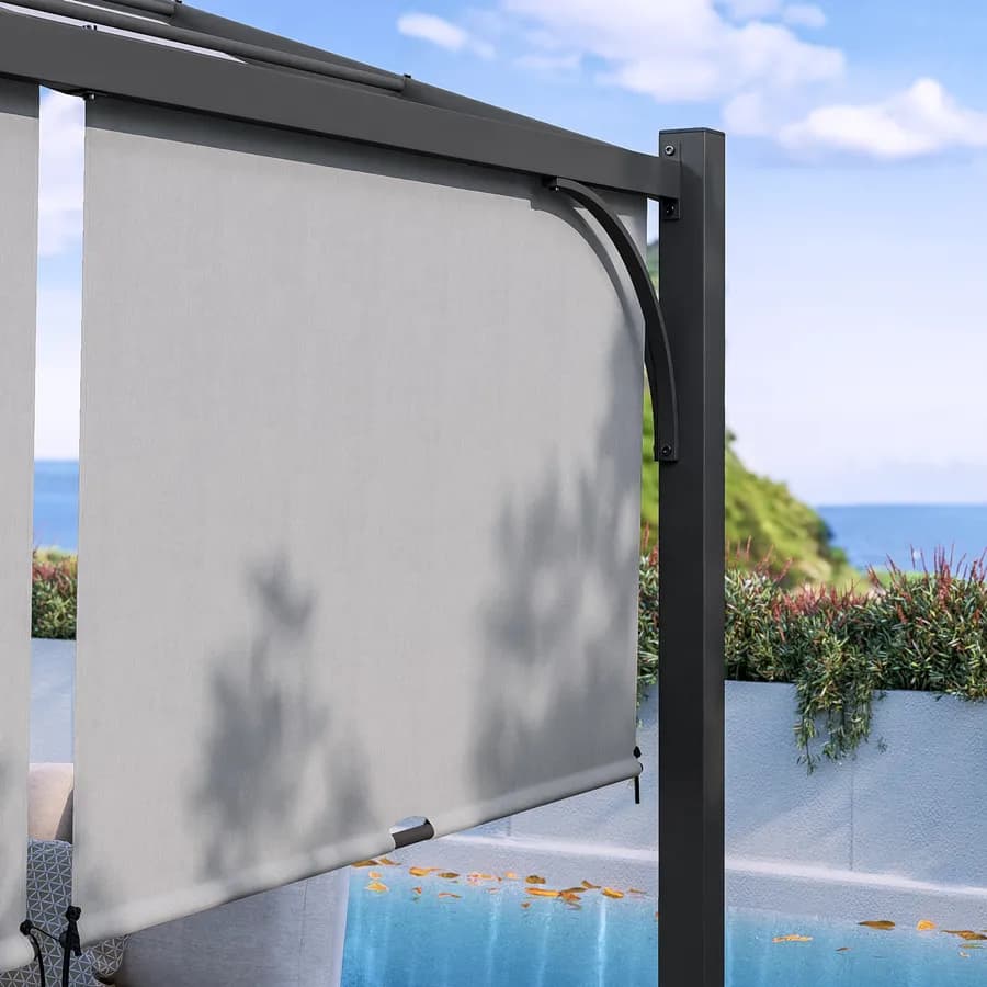 Gazebo piramidale da giardino 3x4 m in acciaio antracite con telo scorrevole grigio - Fulgore