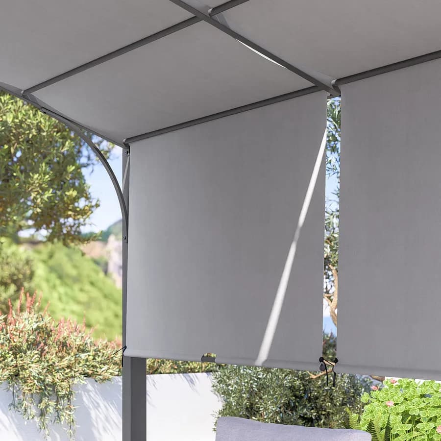 Gazebo piramidale da giardino 3x4 m in acciaio antracite con telo scorrevole grigio - Fulgore