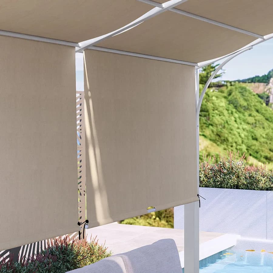 Gazebo piramidale da giardino 3x4 m in acciaio bianco con telo scorrevole ecrù - Fulgore
