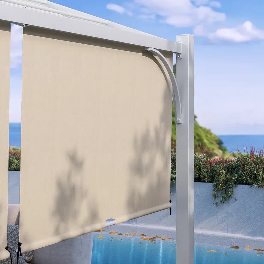 Gazebo piramidale da giardino 3x4 m in acciaio bianco con telo scorrevole ecrù - Fulgore