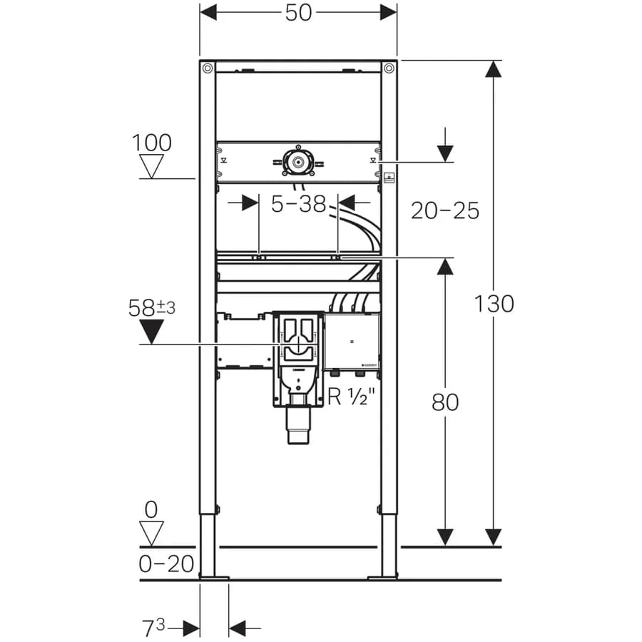 Geberit 111.562.00.1 Duofix per lavabo 130 cm rubinetteria a parete con sifone incasso