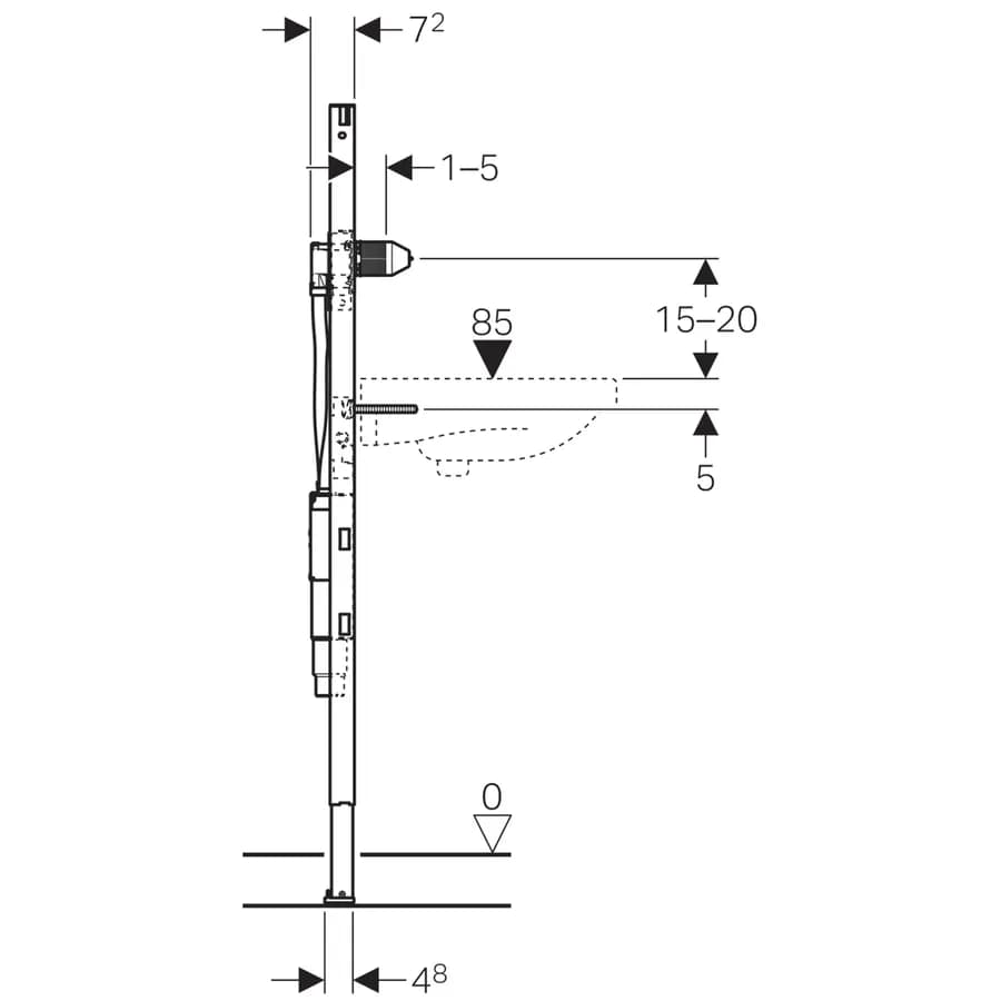 Geberit 111.562.00.1 Duofix per lavabo 130 cm rubinetteria a parete con sifone incasso