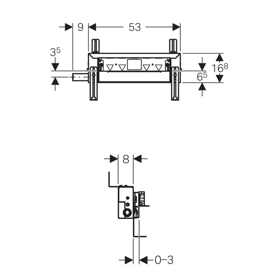 Geberit Combifix sifone doccia 8 cm per incasso a parete per massetti altezza min.65 mm
