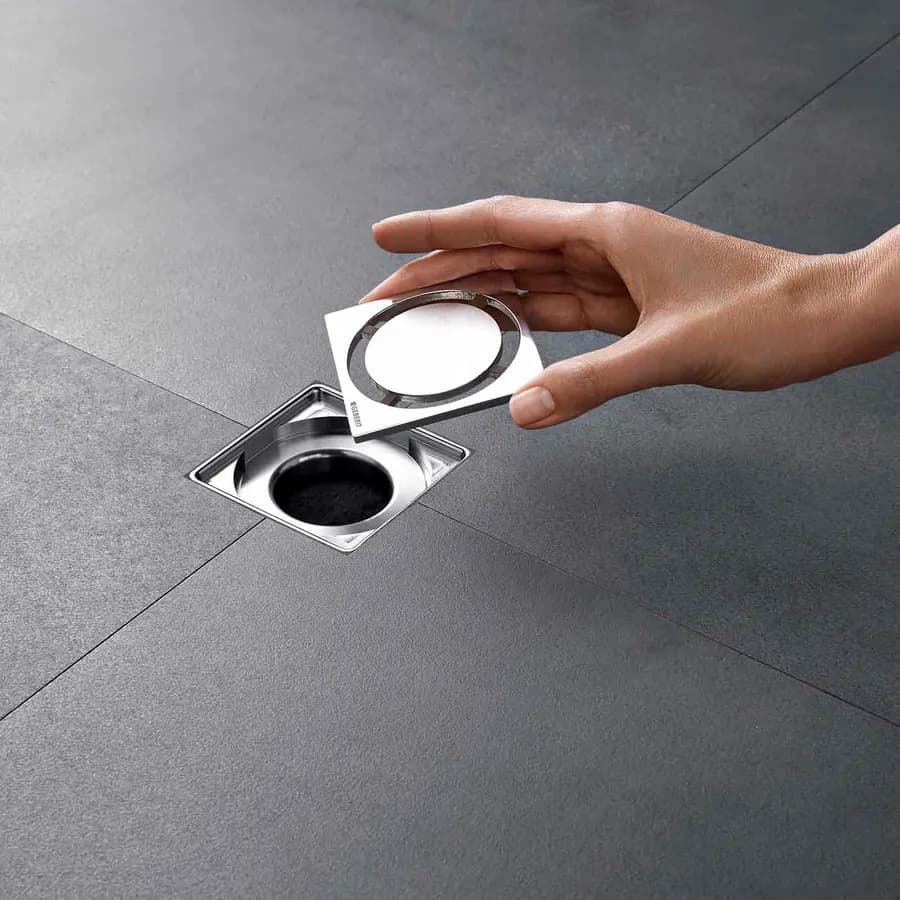 Geberit griglia doccia per sifone design rotondo 8x8 cm installazione filopavimento