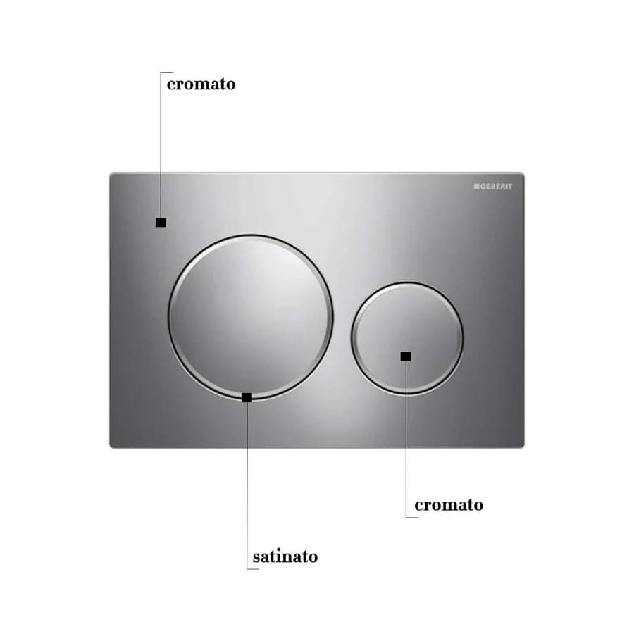 Geberit placca di comando cromata con particolari satinati doppio tasto per incassi Sigma 8 - Sigma20 round