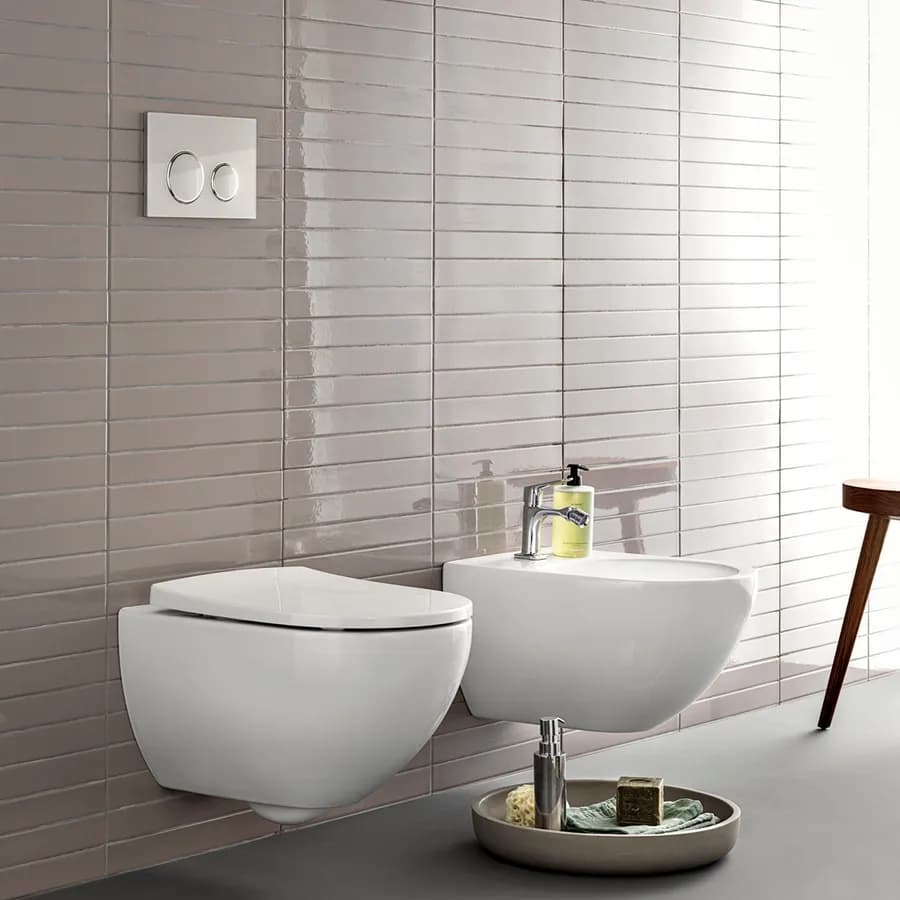 Geberit placca di comando doppio tasto in vetro color bianco e cromo - Sigma50 round