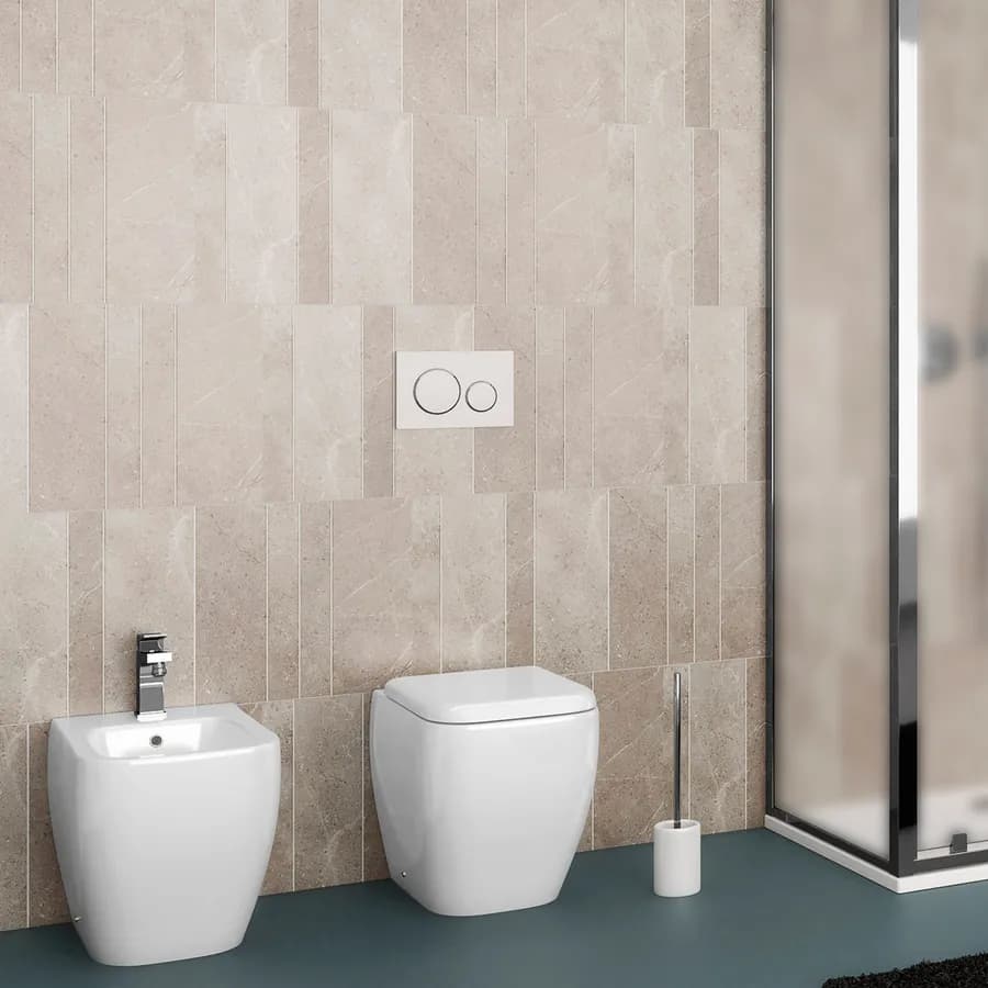 Geberit placca di comando doppio tasto in vetro color bianco e cromo - Sigma50 round