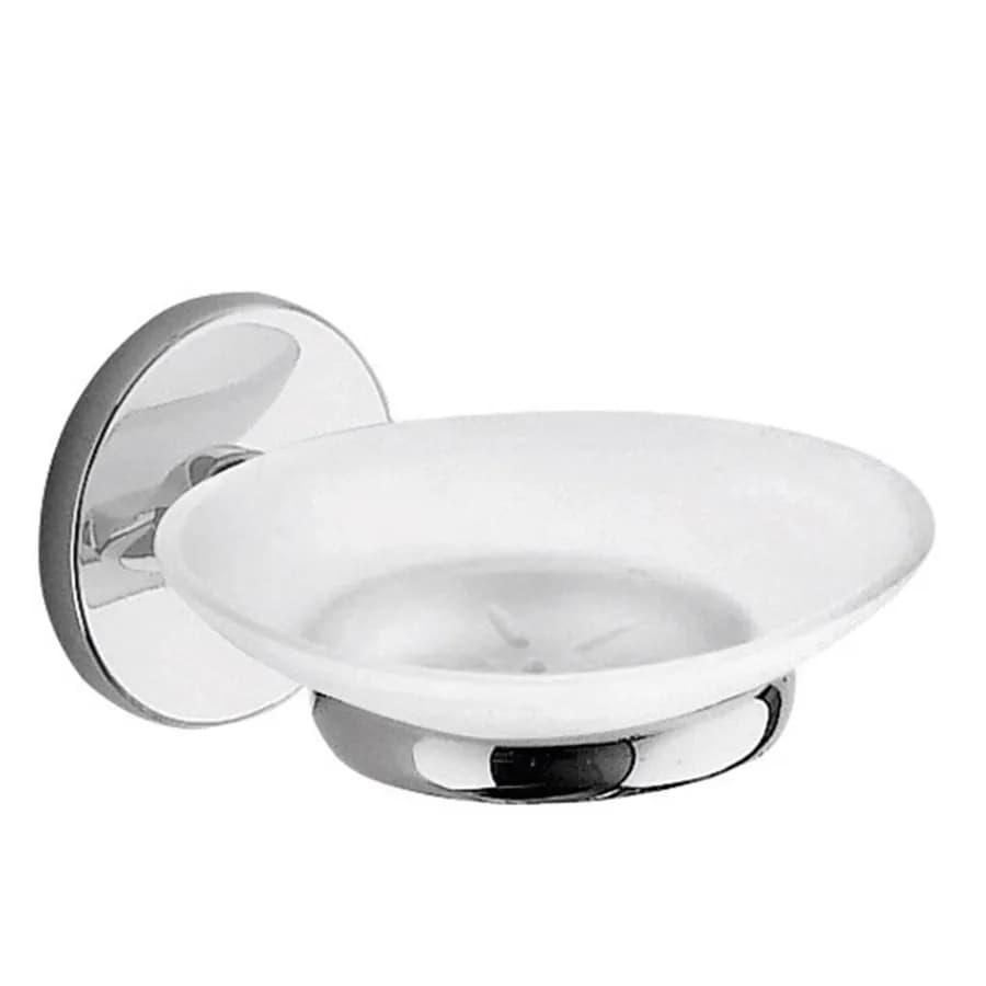 Portasapone a muro in acciaio inox e cromall cromo e vetro satinato - Vermont Pro di Gedy