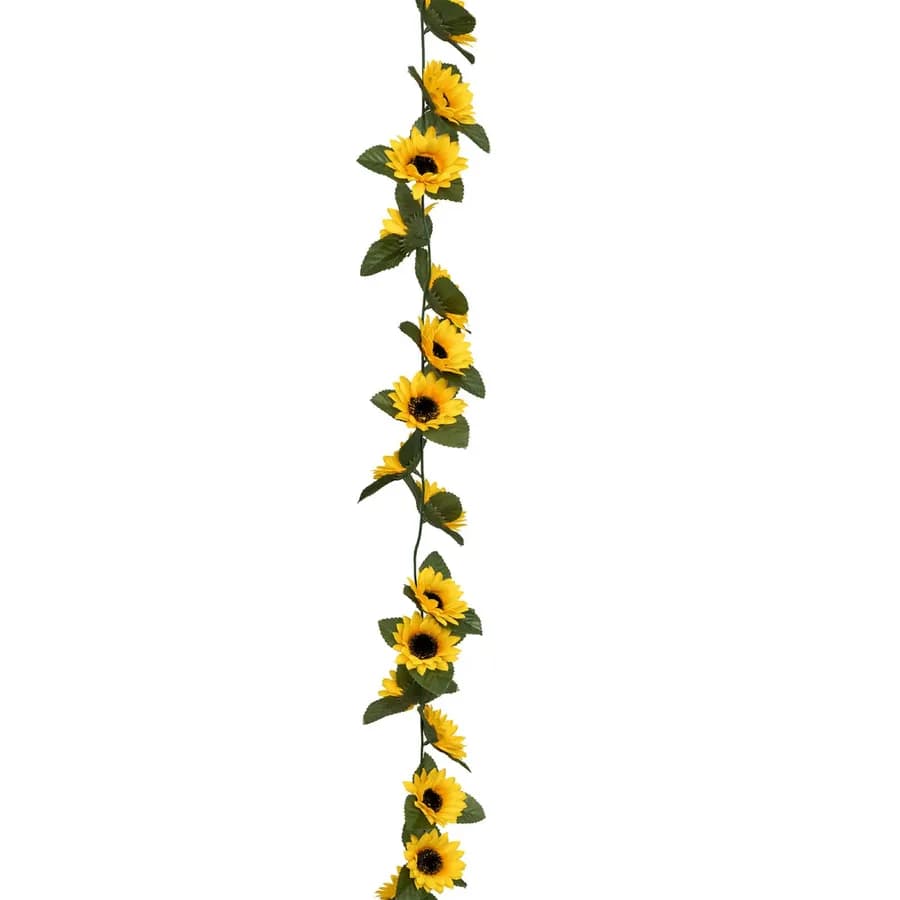 Ghirlanda di girasole artificiale 230 cm verde e giallo