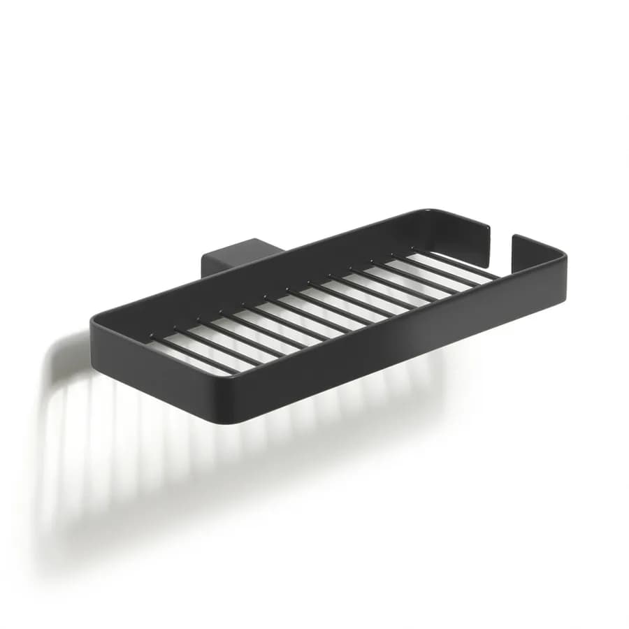 Griglia portaoggetti a muro 25 cm in alluminio e cromall nero opaco - Lounge di Gedy