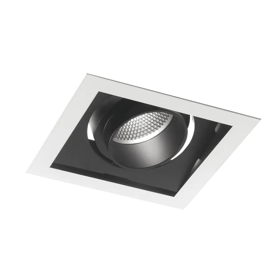 Incasso antiriflesso luce spot 18x18 cm da 3000k e 2400lm in alluminio bianco e nero
