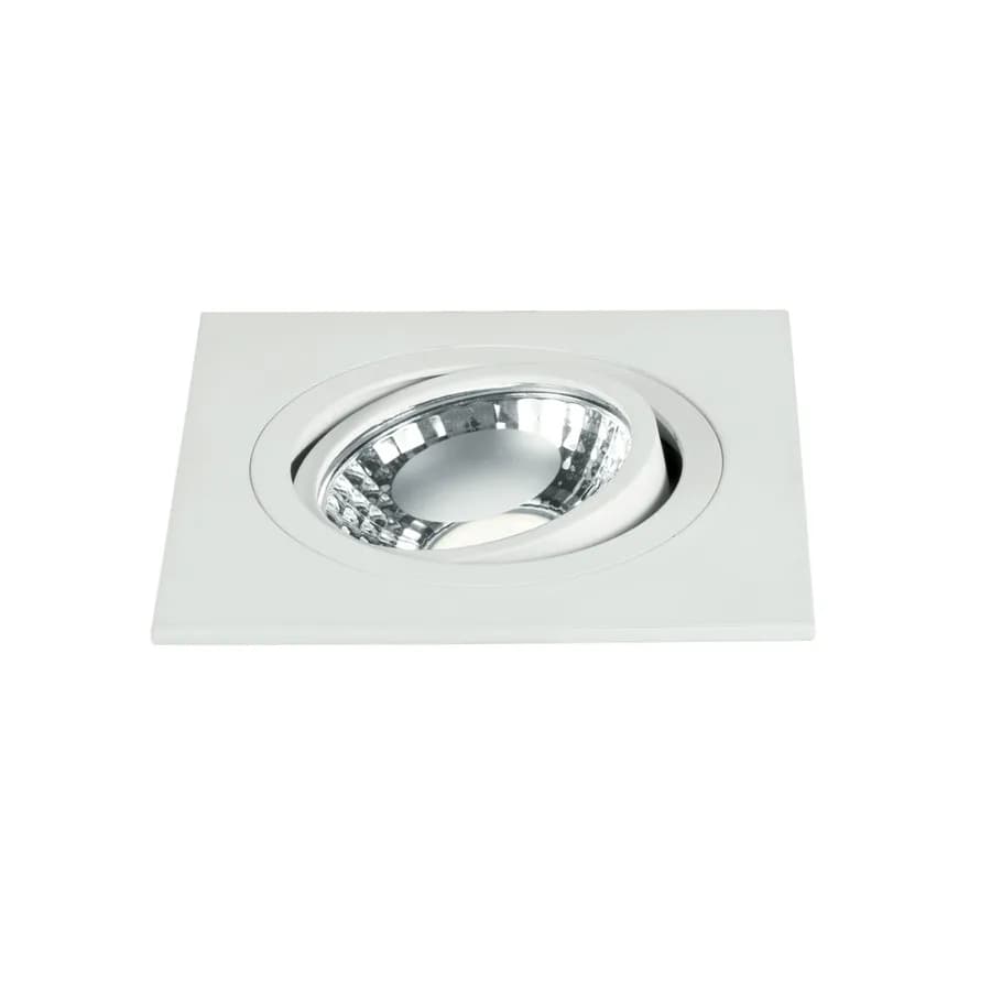 Incasso quadrato 9x9 cm in alluminio bianco con testa orientabile