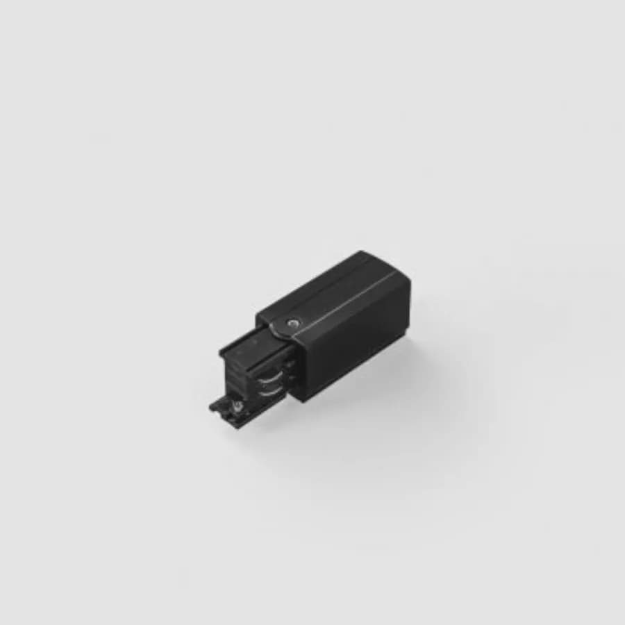Innesto sinistro per binario guida circuito trifase in alluminio nero - Radius