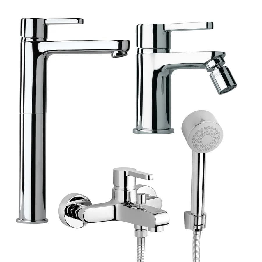Jacuzzi - Rubinetteria Flag set miscelatori per lavabo canna alta bidet e vasca completo