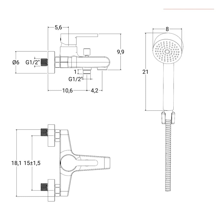 Jacuzzi - Rubinetteria Flag set miscelatori per lavabo canna alta bidet e vasca completo