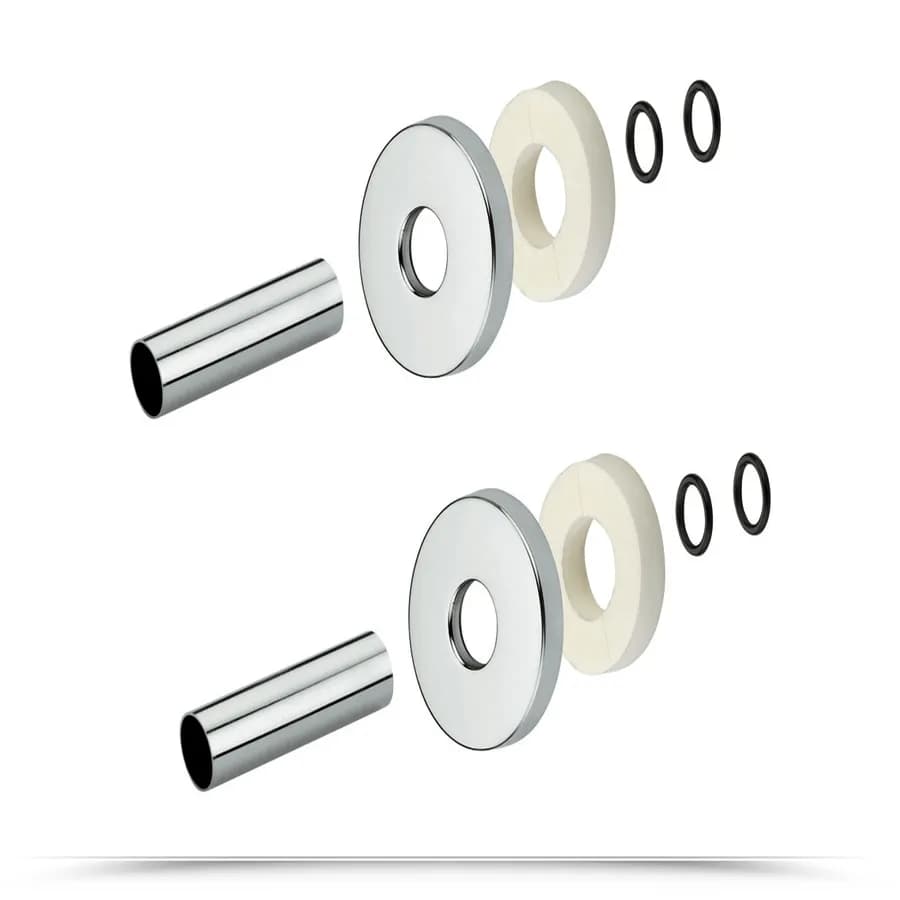 Kit copritubo minimalista 2 pezzi finitura cromo misura Ø55-Ø18-L160