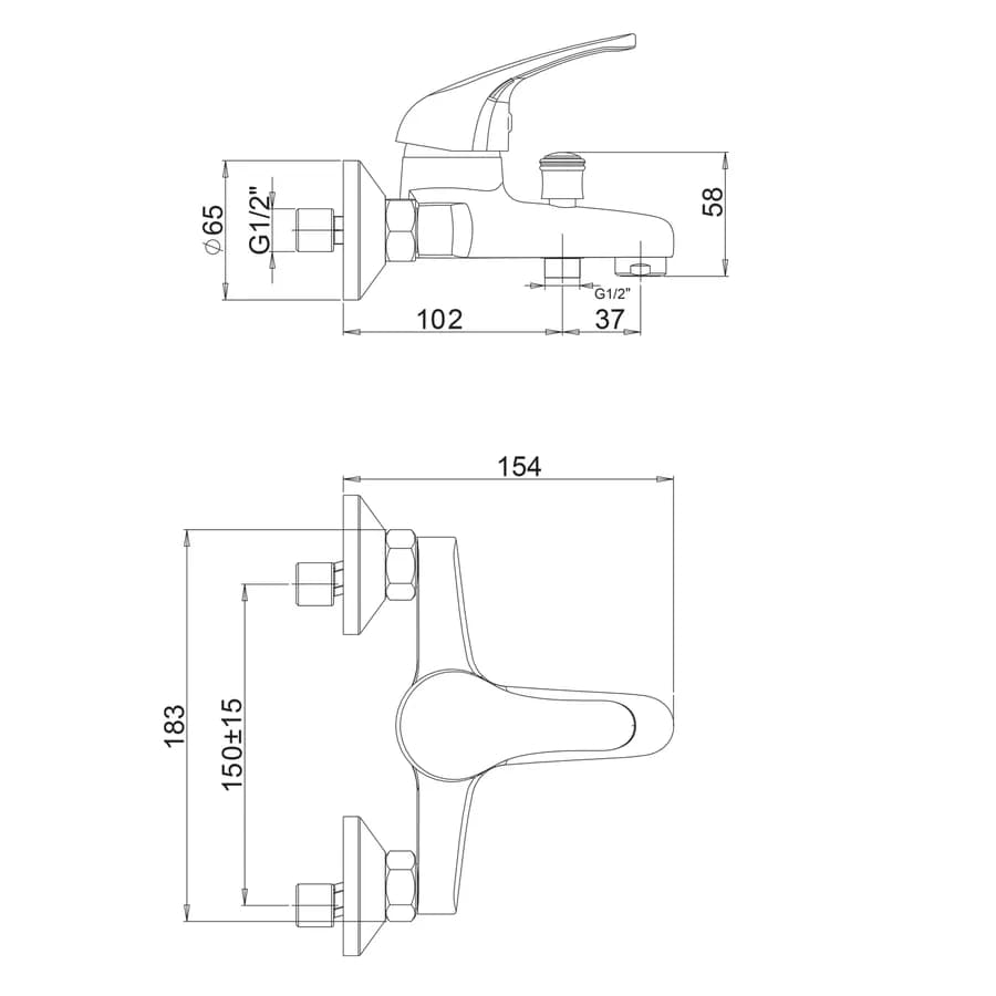 Kit miscelatori bagno in ottone per lavabo, bidet e vasca da bagno Linea ENERGY