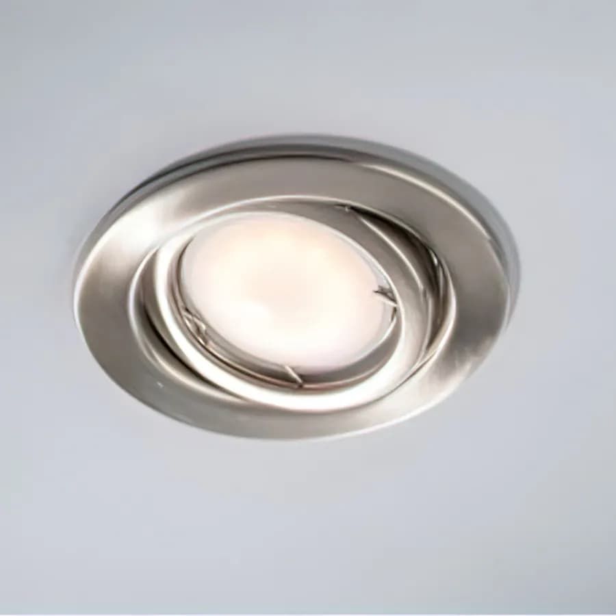 Kit tre incassi 8x10,5 cm in metallo nikel con lampadina GU10 inclusa