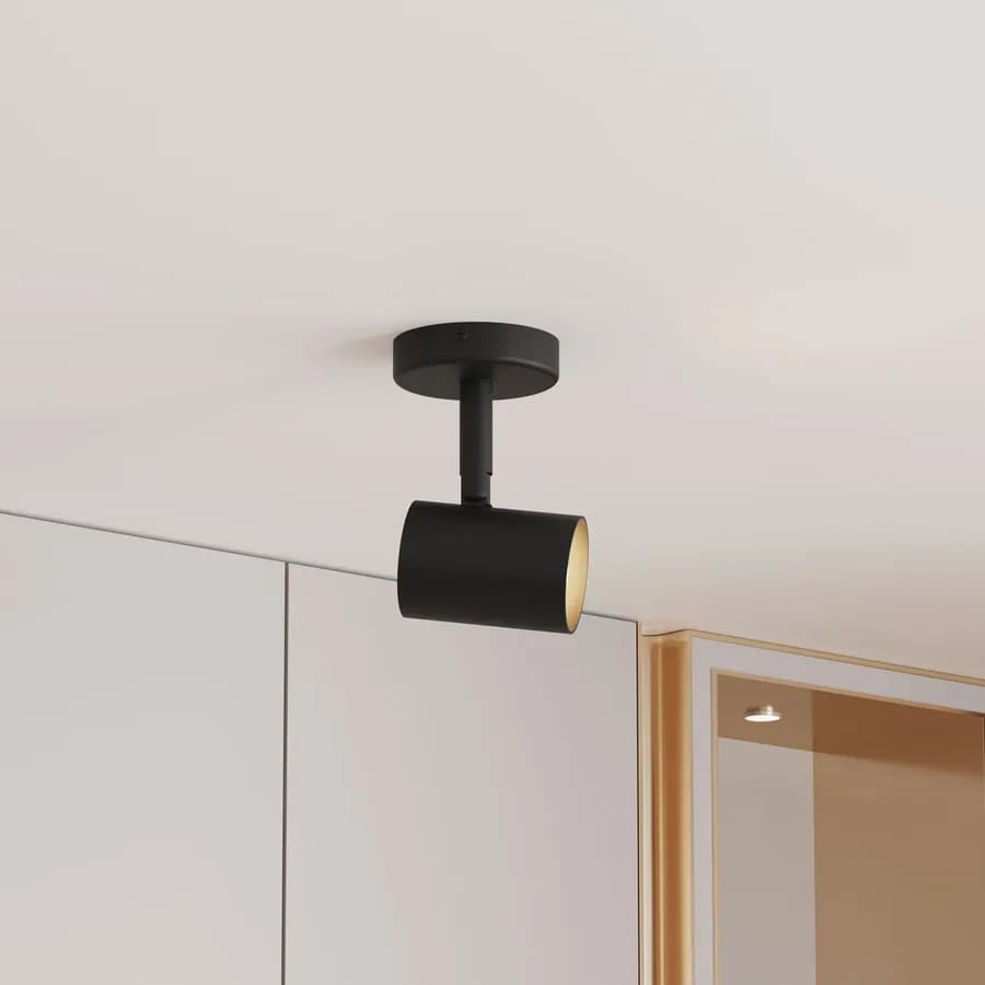 Lampada 1 spot orientabile da interno 8x7x12h cm in alluminio nero - Betsy