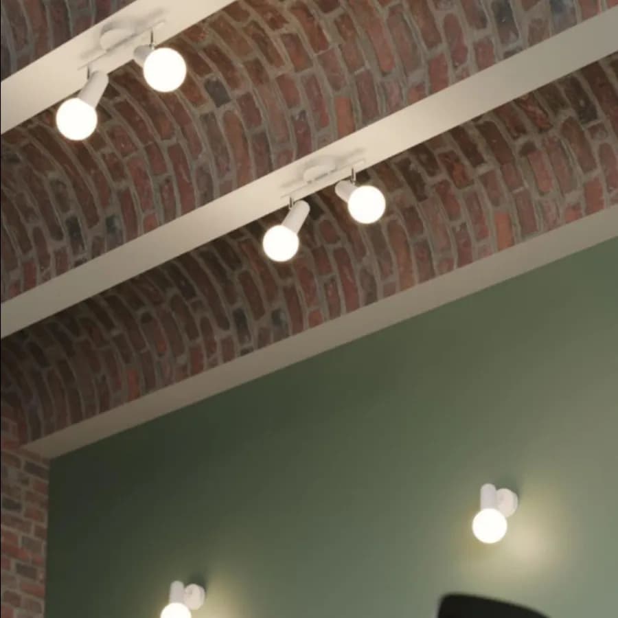 Lampada 2 spot tondo orientabile da interno 32x14 cm in metallo bianco