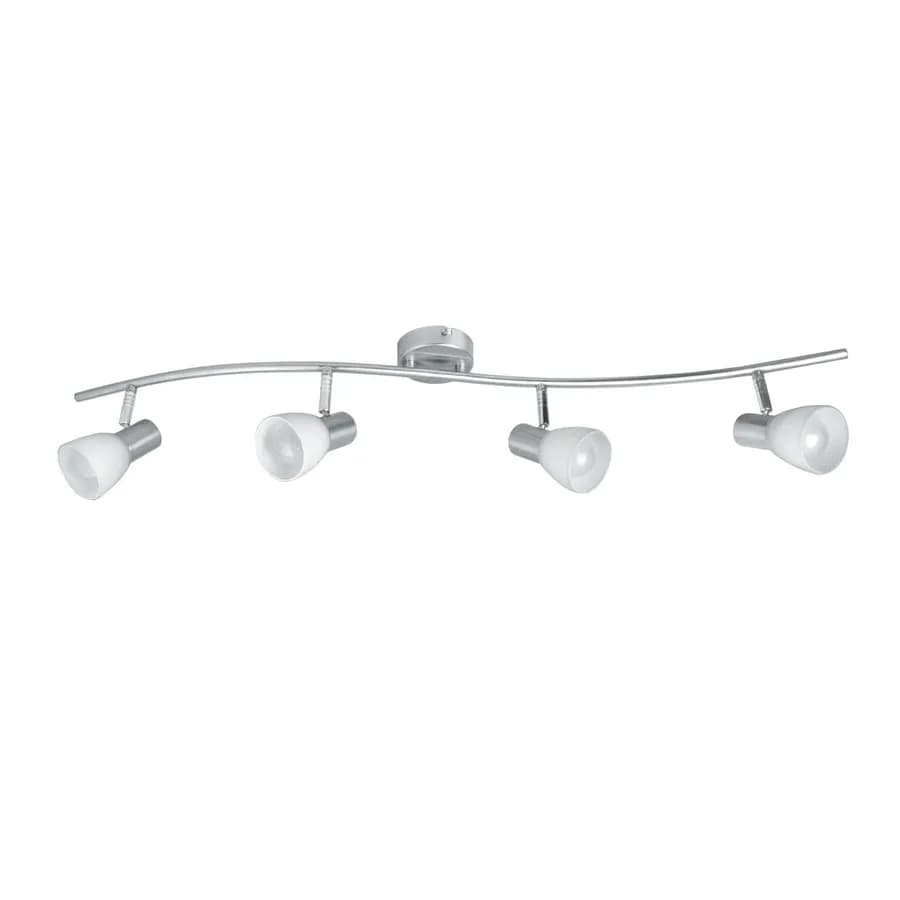 Lampada 4 spot da interno 93,5x9,5x15h cm in metallo con diffusore in vetro bianco