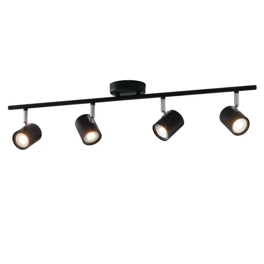 Lampada 4 spot orientabile da interno 70x9,7x7 cm in metallo nero