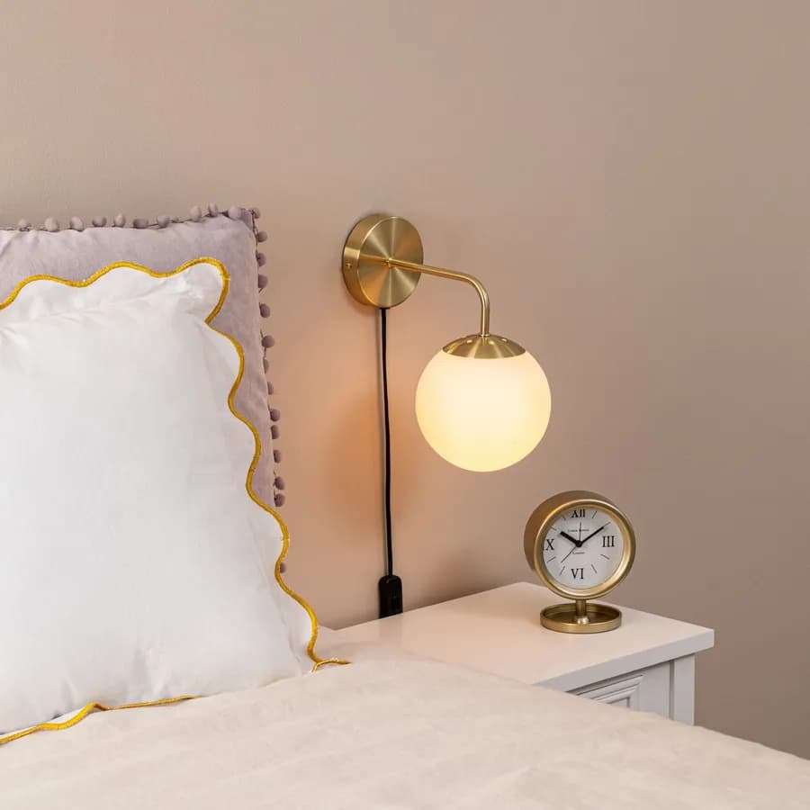 Lampada a parete a sfera 15 cm in vetro bianco e oro - Failith