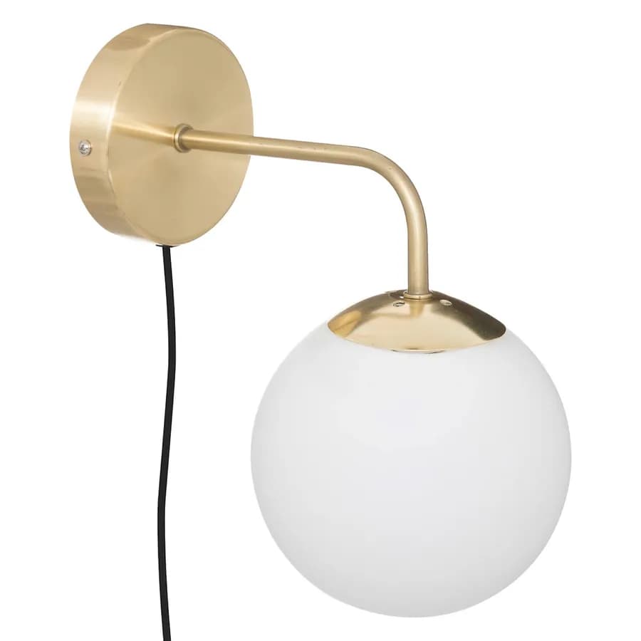 Lampada a parete a sfera 15 cm in vetro bianco e oro - Failith