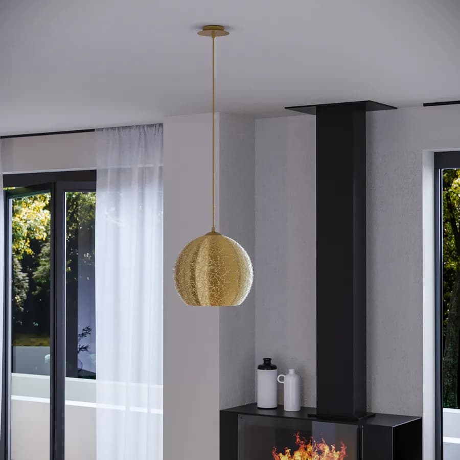 Lampada a sospensione 30 cm in vetro con foglia oro