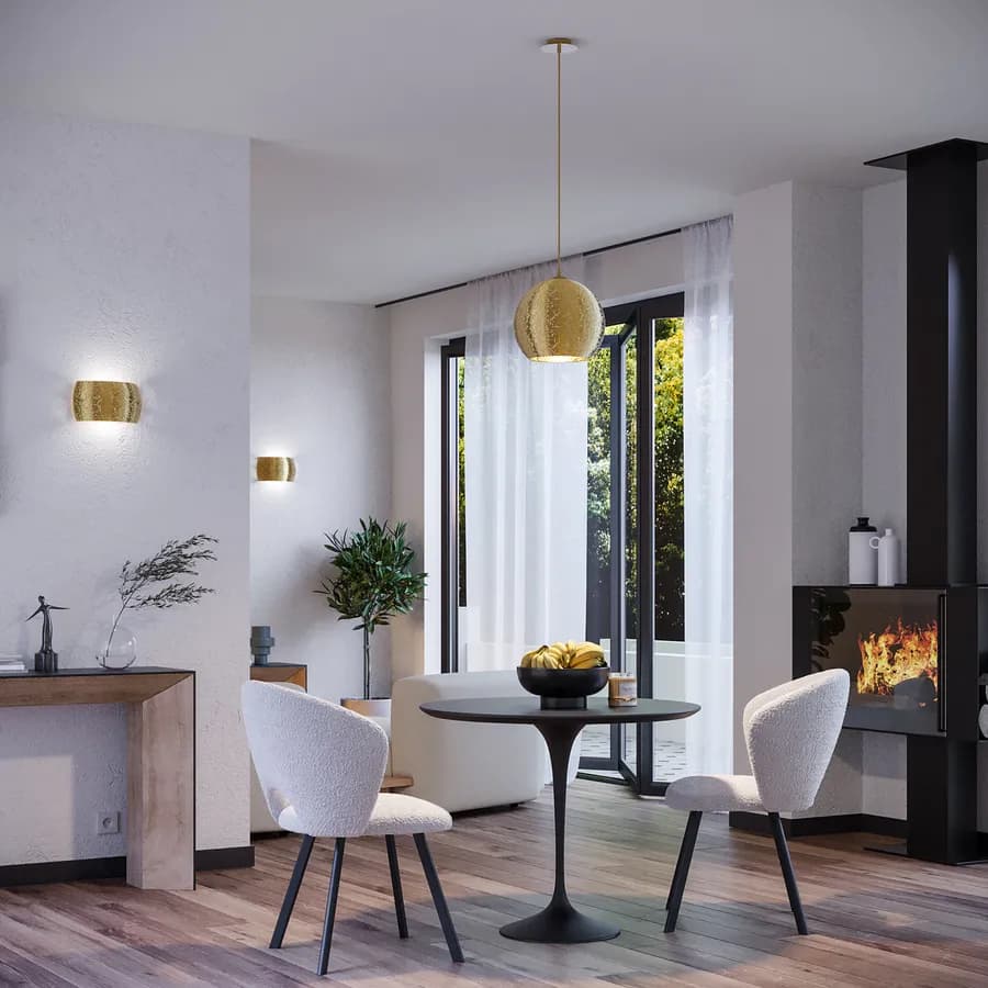 Lampada a sospensione 30 cm in vetro con foglia oro