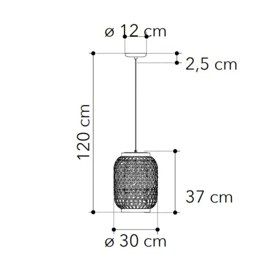 Lampada a sospensione 30x37 cm in bambù naturale