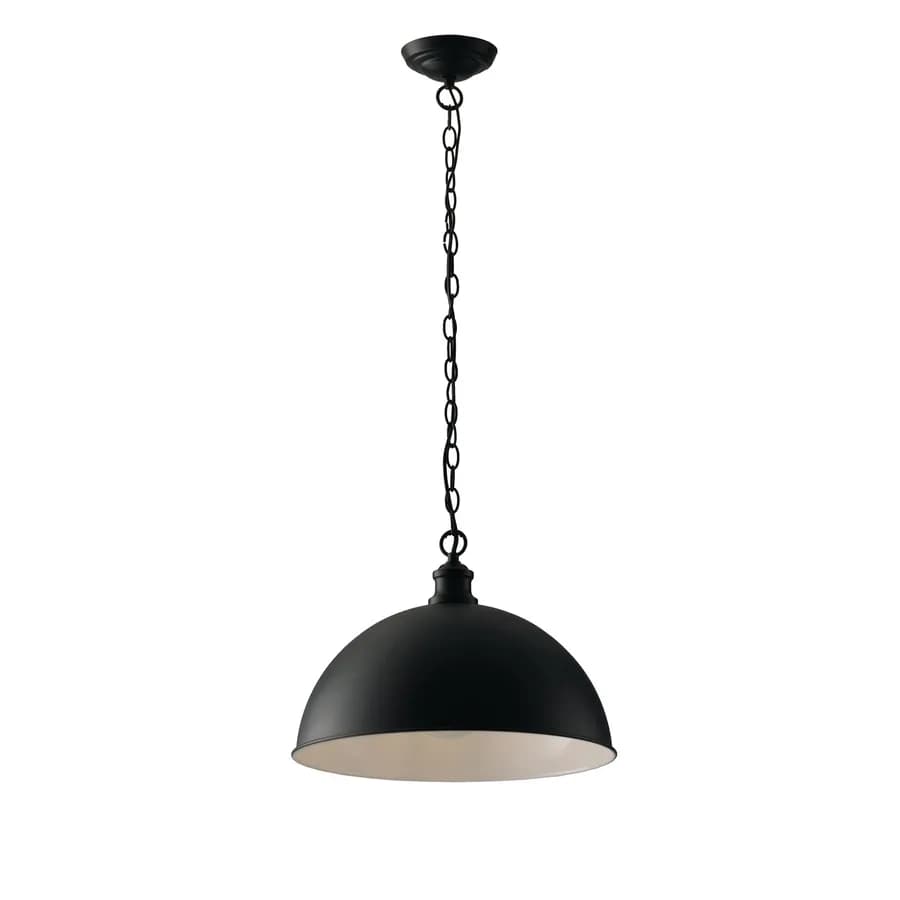 Lampada a sospensione 38 cm in metallo nero e interno bianco lucido