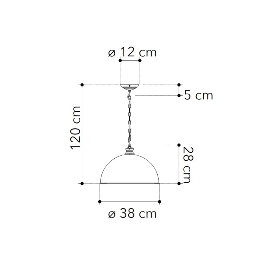 Lampada a sospensione 38 cm in metallo nero e interno bianco lucido