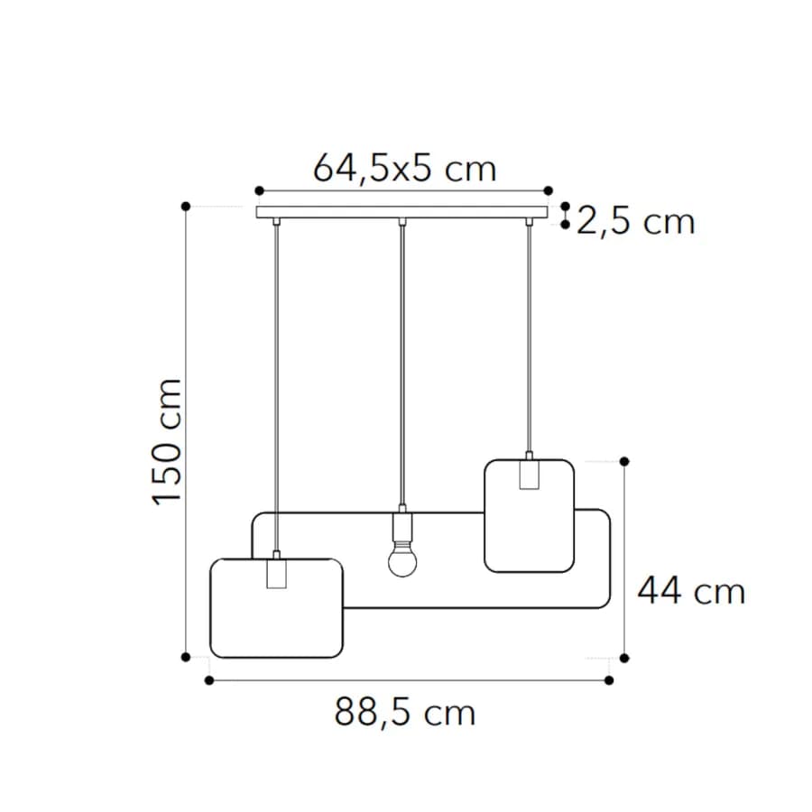 Lampada a sospensione 88,5 cm in metallo nero e oro