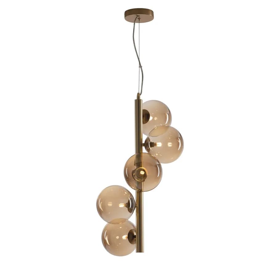 Lampada a sospensione da interno 36x183h cm in vetro soffiato champagne