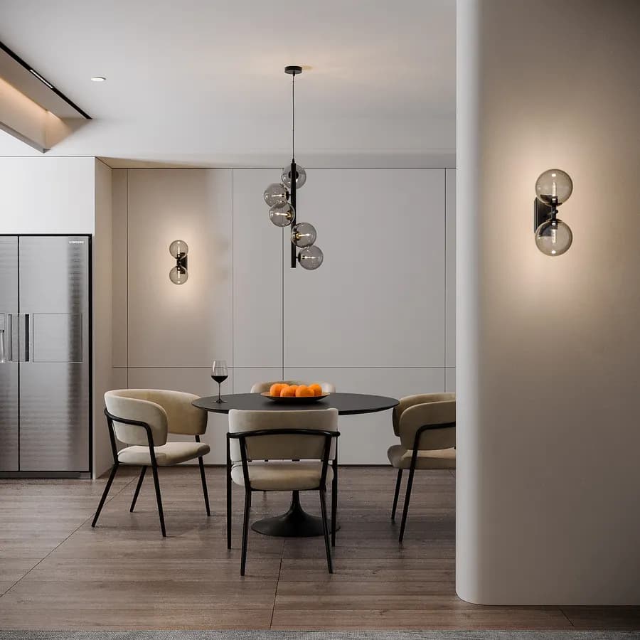 Lampada a sospensione da interno 36x183h cm in vetro soffiato fumè