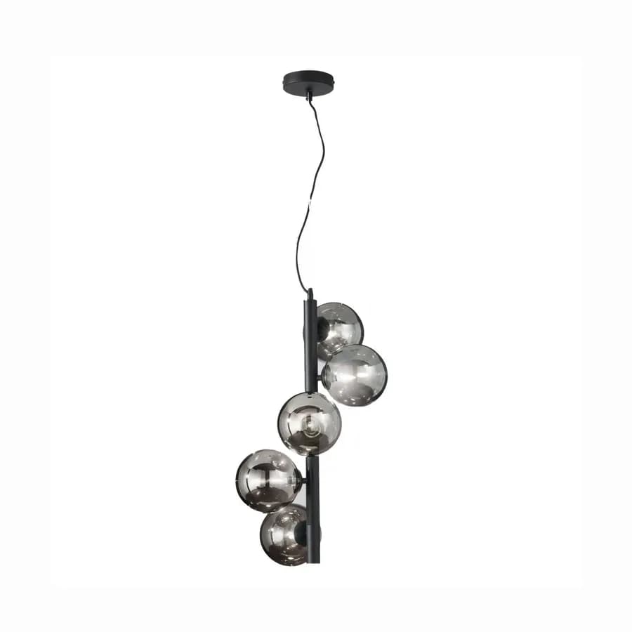 Lampada a sospensione da interno 36x183h cm in vetro soffiato fumè
